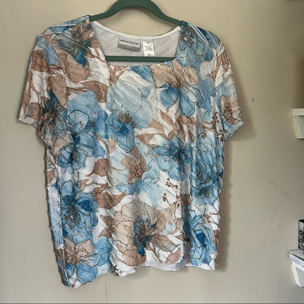 Alfred Dunner Floral PL top in blues and browns